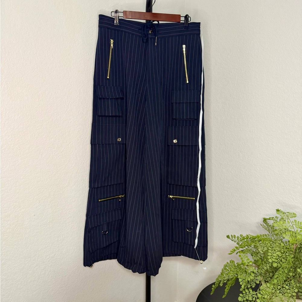 Cynthia Rowley Navy Pinstripe Cargo Pants